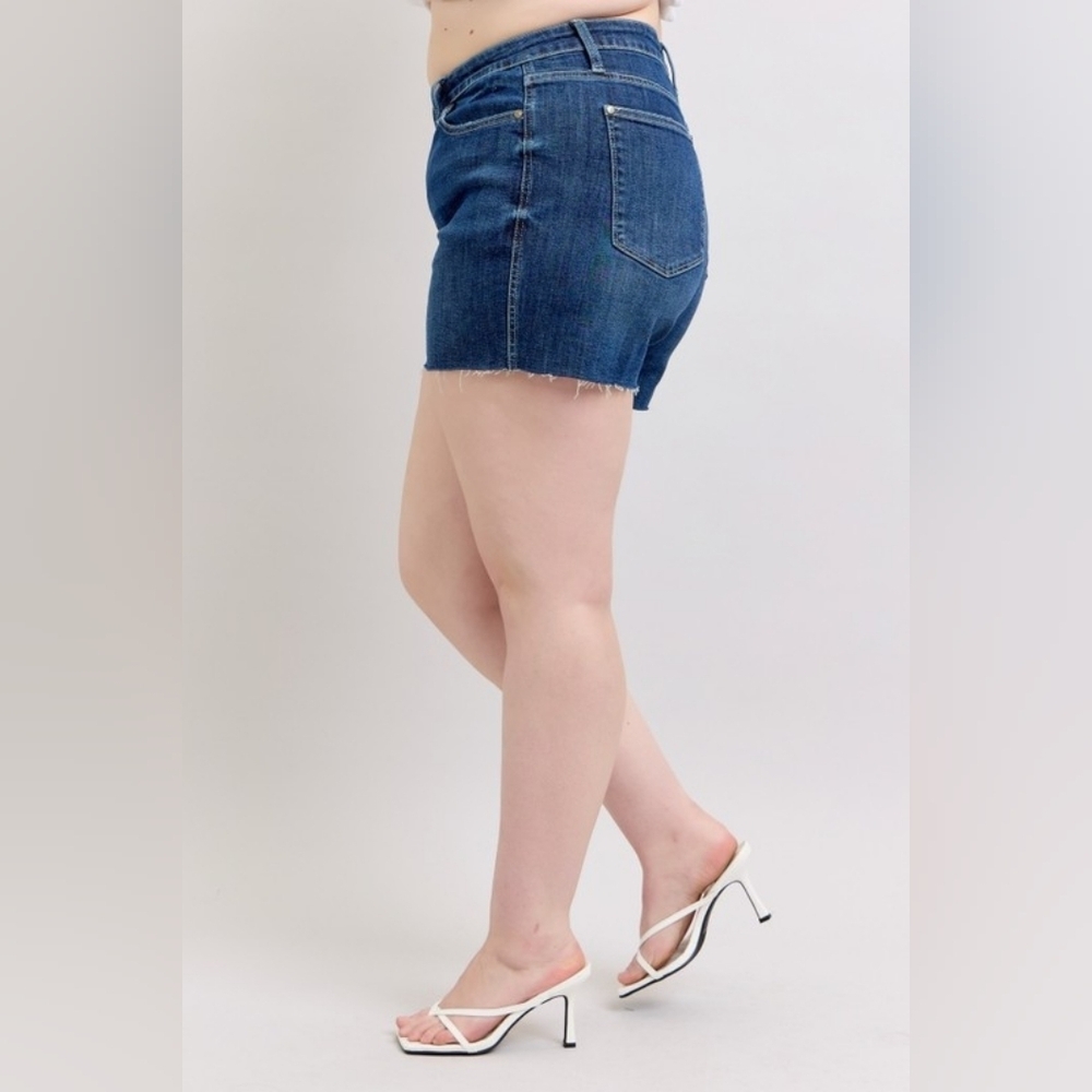 Judy Blue High Rise Dark Wash Criss Cross Crossover Waistband Shorts Various NEW - Picture 11 of 16